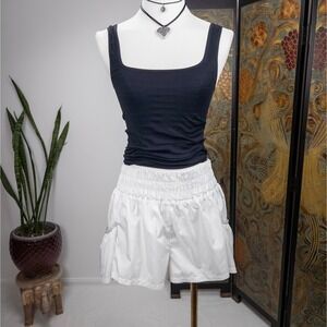 Free People FP Movement White Smocked Waist Parachute Shorts - Wide Leg - Medium